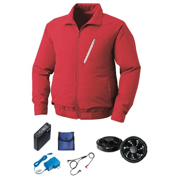 KU90510 空調服 R ポリエステル製 FAN2300B・RD9261・LISUPER1セット レッド L 赤 快適な風を纏う、進化した空調服 ポリエステル製の最新モデル、FAN2300B・RD9261・LISUPER1セット レッド L 赤 送料無料