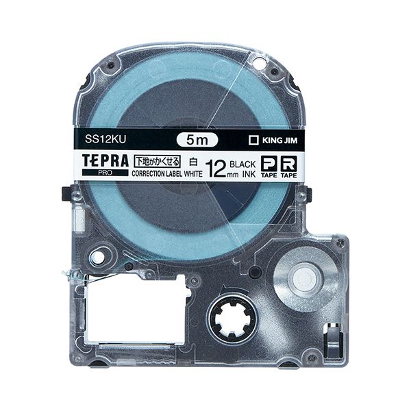 （まとめ）キングジム テプラ PROテープカートリッジ 下地がかくせるラベル 12mm 白/黒文字 SS12KU 1個【×5セット】 送料無料