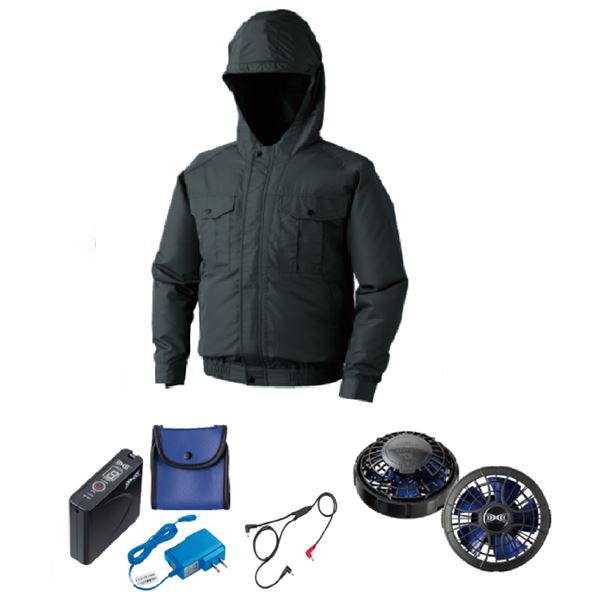 KU90810 空調服 R ポリエステル製フード付き FAN2400SPBB・RD9261・LISUPER1セット チャコール 3L 送料無料の通販は