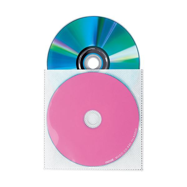 まとめ) TANOSEE CD・DVD不織布ケース 両面2枚整理 収納 1パック