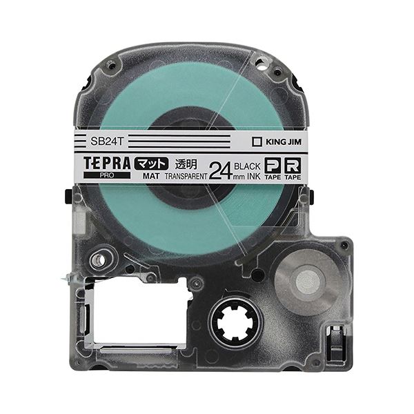 (まとめ) キングジム テプラ PRO テープカートリッジ マットラベル 24mm 透明／黒文字 SB24T 1個 【×10セット】 送料無料