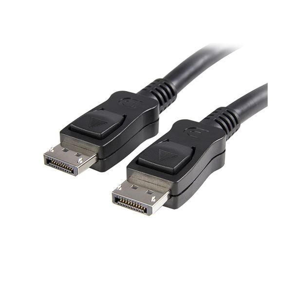 （まとめ）StarTechラッチ付きDisplayPort1.2 ディスプレイポートモニターケーブル 配線 2m 4K オス/オス ブラック DISPL2M1本【×3セット】 黒