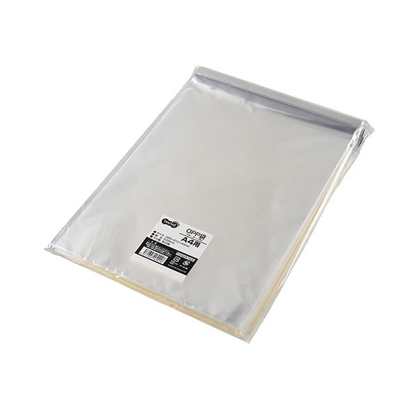 (まとめ) TANOSEE OPP袋 フタ・テープ付 A5用 160×220+40mm 1セット（500枚：100枚×5パック） 【×10セ