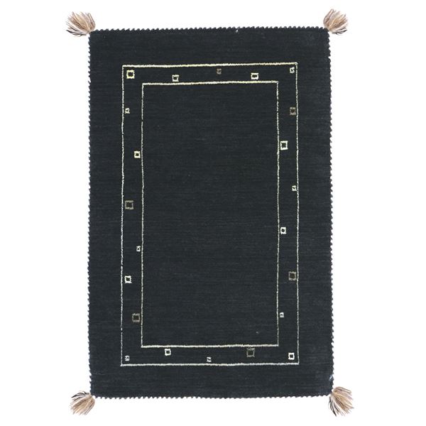 ラグマット じゅうたん カーペット 敷き物 絨毯 約140×200cm ブラック ウール100％ 保温性抜群 調湿効果 オールシーズン対応 ギャッベ リビング 黒