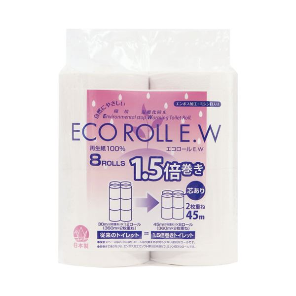 （まとめ） 太洋紙業 エコロールE.W 107mm幅×45m巻 8ロール【×10セット】 環境に優しいエコロールE.W 107mm幅×45m巻で8ロールセット 10セットでお得 送料無料の通販は 7,668円