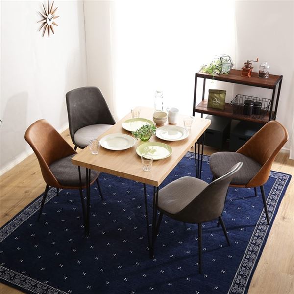 チェア＆テーブル 5点セット ダイニングテーブル約幅110cm：シャビーオーク ファブリック ダイニングチェア4脚：ピンク 組立品〔代引不可〕 ダイニング 5点セット 約幅110cm シャビーオーク ダイニングテーブル