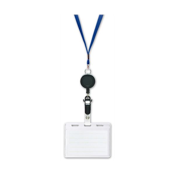 (まとめ) ソニック リール式吊り下げ名札 2枚整理 収納 タイプ ソフト 青 NF-418-B 1セット(10個) 【×5セット】 送料無料の通販は