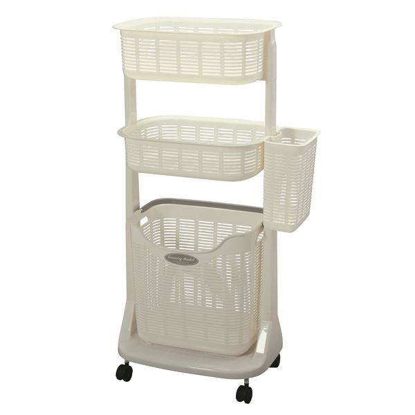 ランドリーバスケット/洗濯かご 【3段】 幅54.5cm キャスター サイドポケット付き 日本製 国産 サンコープラスチック 【組立品】 送料無料の通販は 5,386円
