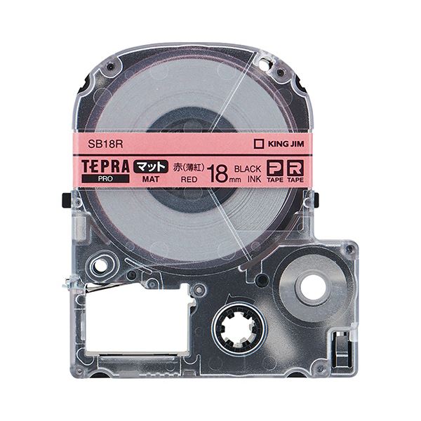 (まとめ) キングジム テプラ PRO テープカートリッジ マットラベル 18mm 赤（薄紅）／黒文字 SB18R 1個 【×10セット】 送料無料