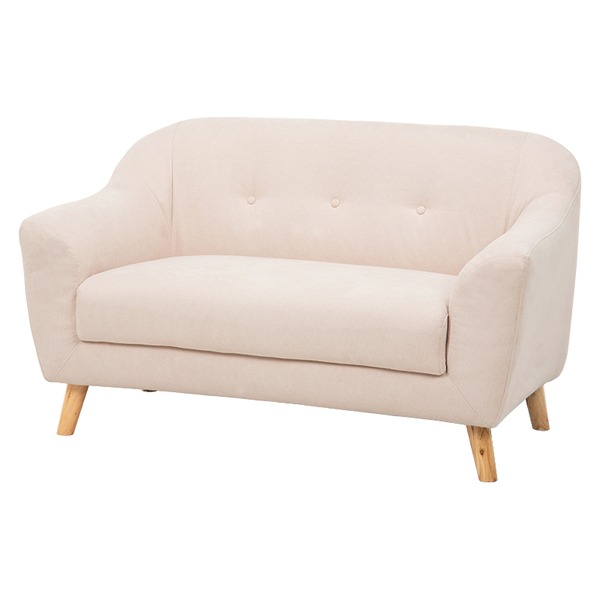 ソファー 約幅125cm ピンクベージュ 木製 取り外し式 脚付き 肘付き コンパクト ソファー お客様組立品 リビング ダイニング