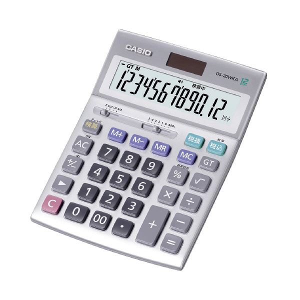 カシオ計算機 実務電卓検算 デスク (テーブル 机) タイプ12桁 シルバー DS-20WKA-N 実務に適した12桁のシルバー電卓、確かな計算をサポート デスクタイプのDS-20WKA-Nがあなたの仕事を効率化します 送料無料
