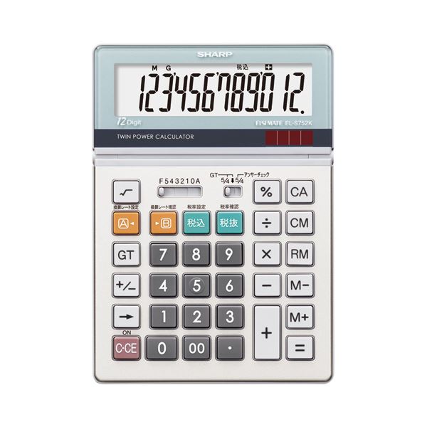 (まとめ) シャープ SHARP 実務電卓 12桁 セミデスク (テーブル 机) タイプ EL-S752K-X 1台 【×5セット】 送料無料