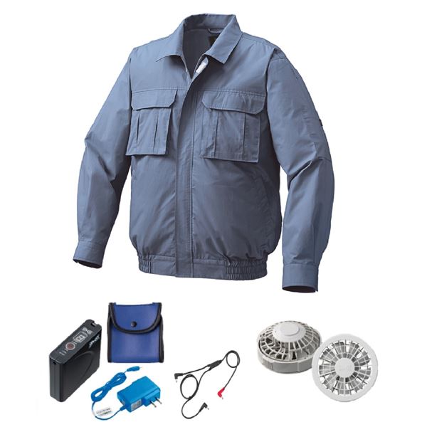 KU91900 空調服 R 綿薄手 脇下マチ付き FAN2200G・RD9261・LISUPER1セット ライトブルー 5L 青 送料無料の通販は