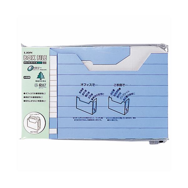 (まとめ) ライオン事務器 ボックスファイルダンボール製 A4ヨコ 背幅105mm ブルー CS-1100E 1パック(3冊) 【×10セット】 青