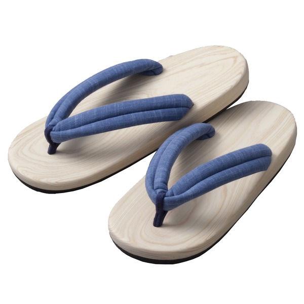 足への衝撃を和らげる 国産 日本製 （日田）NEW檜サンダル（メンズ/ブルー） 青