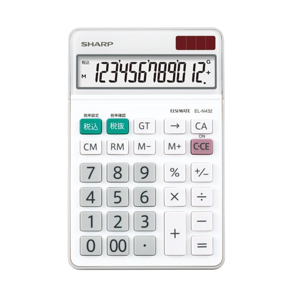 (まとめ) シャープ エルシーメイト電卓 12桁ナイスサイズ EL-N432-X 1台 【×10セット】 送料無料