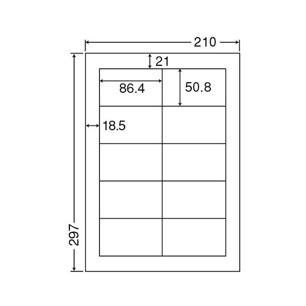 東洋印刷 ナナワード シートカットラベルマルチタイプ A4 10面 86.4×50.8mm 四辺余白付 LDW10MB1セット(2500シート:500シート×5箱) 送料無料