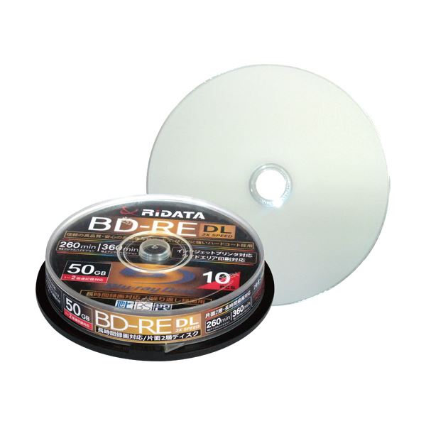 RiDATA 録画用BD-RE DL260分 1-2倍速 ホワイトワイドプリンタブル スピンドルケース BD-RE260PW 2X.10SP A1パック(10枚) 白 送料無料の通販は 8,689円
