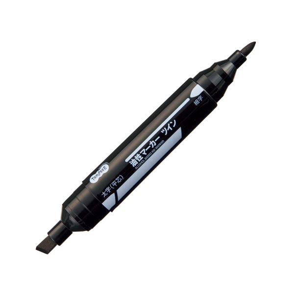 (まとめ) TANOSEE キャップ式油性マーカーツイン 太字+細字 黒 1本 【×100セット】 2倍の書き味 オリジナル油性マーカー ツインタイプ 太字＋細字 黒 1本セット×100 送料無料の通販は