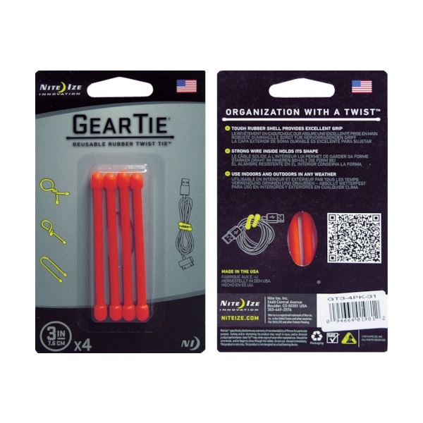 (まとめ) シームーン NiteIze ギアータイ 3インチ オレンジ NI01981 1パック(4個) 【×5セット】 送料無料の通販は