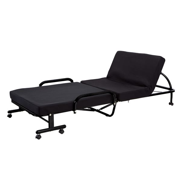 黒い折りたたみベッド キャスター付き ☆ 折りたたみベッド マット幅