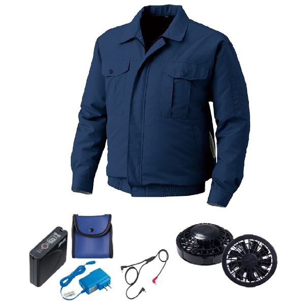 KU90720 空調服 R ポリエステル製 屋外作業用 FAN2200B・RD9261・LISUPER1セット ダークブルー 4L 青 送料無料の通販は