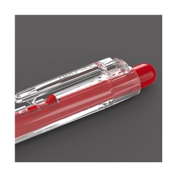 （まとめ）TANOSEE ノック式油性ボールペン0.7mm 赤（軸色：クリア）1セット（100本：10本×10パック）【×5セット】 送料無料の通販は