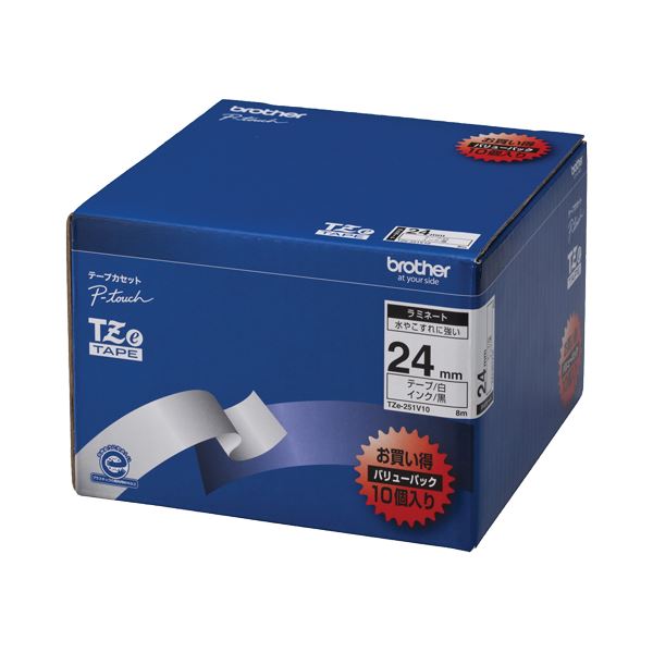 （まとめ） ブラザー BROTHER ピータッチ TZeテープ ラミネートテープ 18mm 赤／黒文字 TZE-441 1個 〔×6セット〕