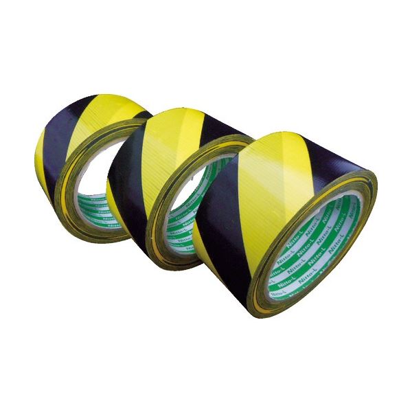 (まとめ) 日東エルマテリアル プリント養生テープ P-YB 50mm×25m イエロー/ブラック P-YB50 1巻 【×20セット】 黒 黄 送料無料の通販は