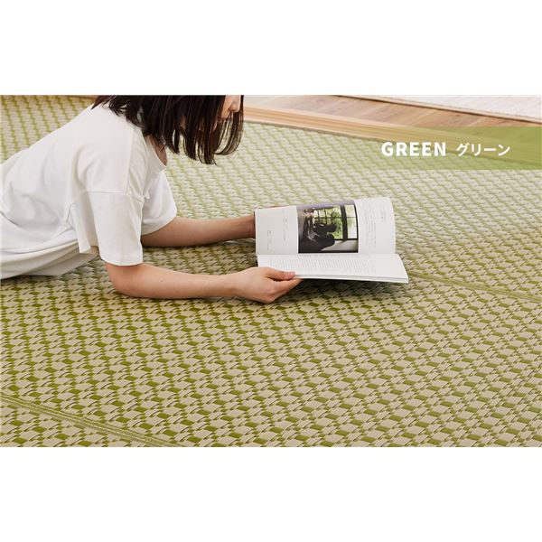い草 藺草 風 ラグマット じゅうたん カーペット 敷き物 絨毯 江戸間8帖 約348×352cm グリーン 洗える ウォッシャブル オールシーズン対応 PP柄上敷 ルイス リビング ダイニング 緑 送料無料の通販は 10,085円