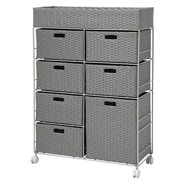 ランドリーラック ランドリー整理 収納 約幅70.5×奥行30.5×高さ99.5cm キャスター付 移動可能 車輪付き き 金属 スチール 洗濯かご 引き出し チェスト タンス キャビネット 送料無料の通販は