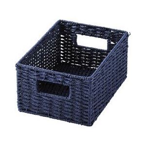 (まとめ) ペーパーバスケット/整理 収納 ボックス 【ネイビー クォーターサイズ】 軽量 カラーボックス整理 収納 【×24個セット】 送料無料の通販は