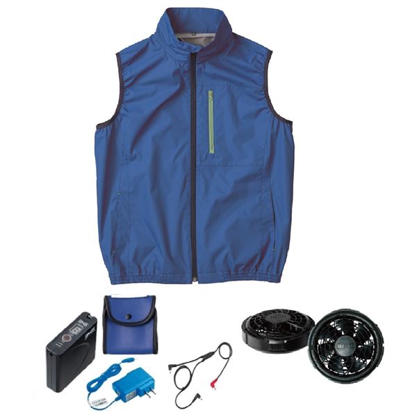 KU92140 空調服 R ポリエステル製 遮熱 タチエリ ベスト FAN2300B・RD9261・LISUPER1セット ブルー M 青 送料無料