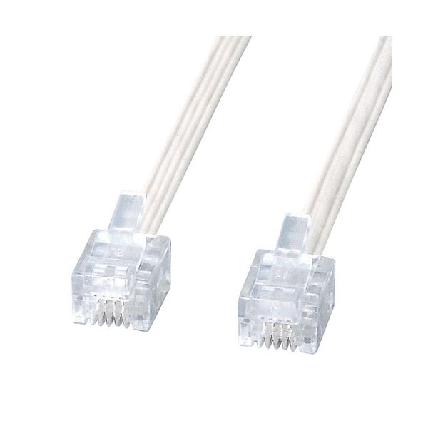 (まとめ) エコロジー電話ケーブル 配線 6極4芯 ホワイト 10m TEL-E4-10N2 1本 【×10セット】 白