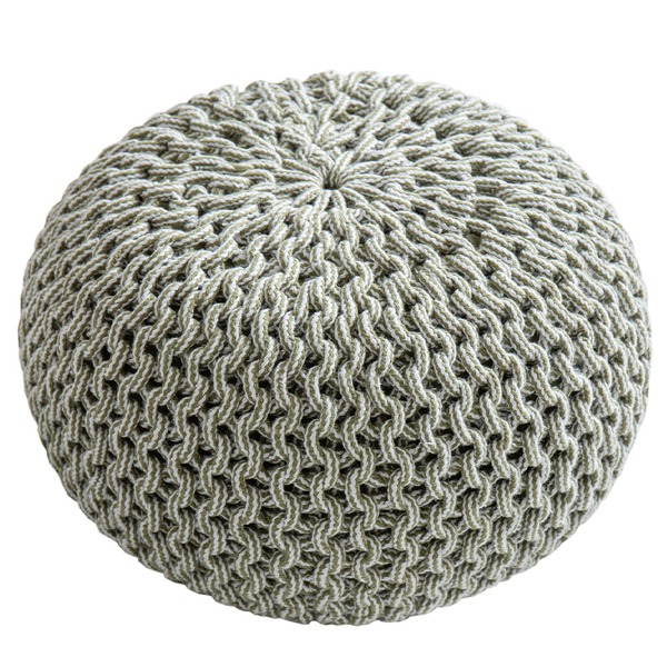 プーフ スツール イス バーチェア 椅子 カウンターチェア 約直径80×35cm 丸形 グリーン＆ホワイト 表面：綿 インド綿 オットマン 足置き ブレイド リビング ダイニング 白 緑 送料無料の通販は