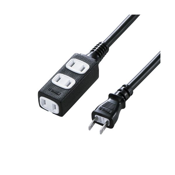 スリム電源延長コード TAP-EX34-3BKN ブラック 黒 3口の電源延長コードで、電源の延長や分岐が簡単に スリムで便利なブラックカラーの電源延長コード 黒 送料無料の通販は 5,266円