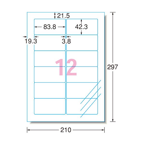 (まとめ) エーワンラベルシール[レーザープリンタ] ツヤ消しフィルム・透明 A4 12面 83.8×42.3mm 四辺余白付 角丸 294611冊(10シート) 【×10セット】 送料無料
