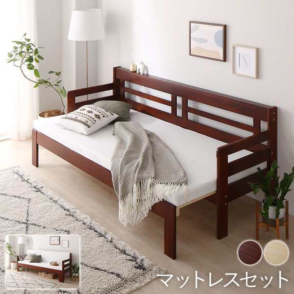 ソファベッド 茶 ブラウン ソファーベッド 幅204cm マットレス付き セット ブラウン 木製 天然木 すのこ 蒸れにくく 通気性が良い 仕様 ベッドフレーム ソファ ベッド 茶 送料無料の通販は