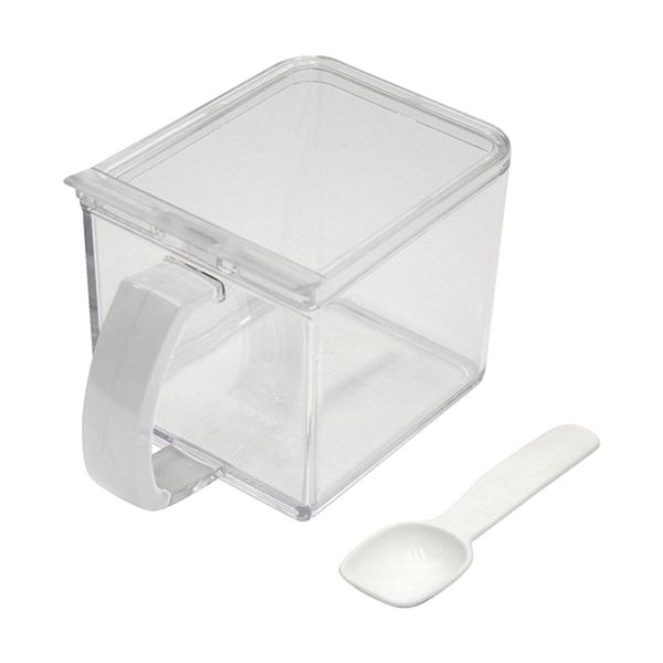 〔45個セット〕 調味料入れ 約幅9.8cm 640ml ホワイト ハンドル 専用スプーン付き フォルマ クリアポット キッチン 台所 白 送料無料の通販は 18,364円