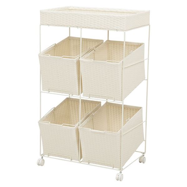 ランドリーラック 約幅56cm ホワイト 着脱式洗濯かご 整理 収納 ラック キャスター付 移動可能 車輪付き 金属 スチール 引き出し ランドリー整理 収納 脱衣所 白 送料無料の通販は 18,524円