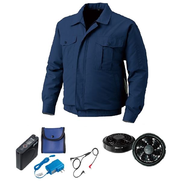 KU90720 空調服 R ポリエステル製 屋外作業用 FAN2300B・RD9261・LISUPER1セット ダークブルー 5L 青