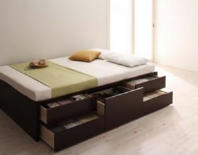 セミシングルベッド 茶 大容量 大型 整理 収納 ベッド 薄型