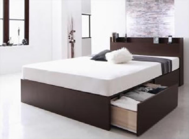 シングルベッド 白 整理 収納付き ベッド スタンダードボンネルコイル