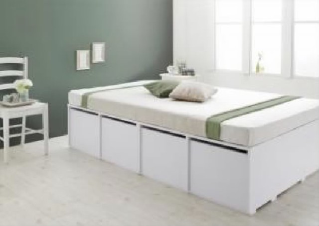 セミダブルベッド 白 大容量 大型 整理 収納 ベッド 薄型スタンダード