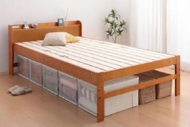 新品未開封 セミダブルベッド 茶 すのこ 蒸れにくく 通気性が良い ベッド ベッドフレームのみ 単品 部屋の中で布団が干せる高さ調節付き天然木 木製 