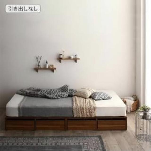 シングルベッド 白 茶 収納付きベッド スタンダードポケットコイルマットレス付き 選べる引出収納付きシンプルデザインローベッド( 幅 :の通販は