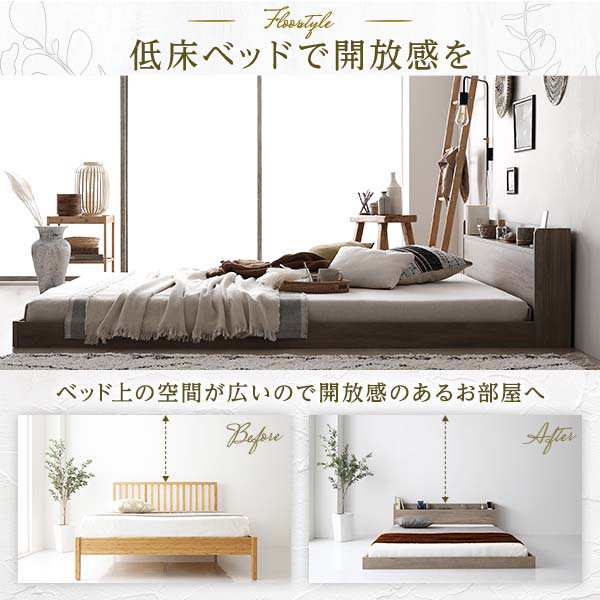 新品ベッド家具一覧ベッド シングル ボンネルコイルマットレス付き グレージュ 低床 ロータイプ