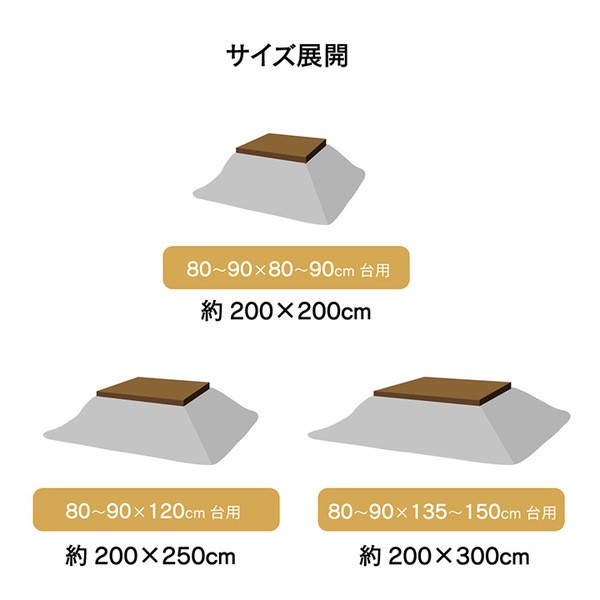 日本製 国産 ビンテージ風 長方形 こたつ布団 ベージュ 約200×300cm