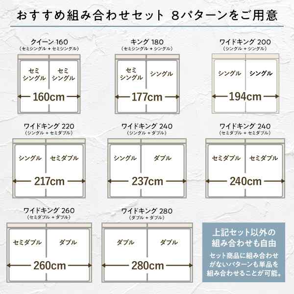 ベッド ワイドキング 220(S+SD) 国産ポケットコイルマットレス付き