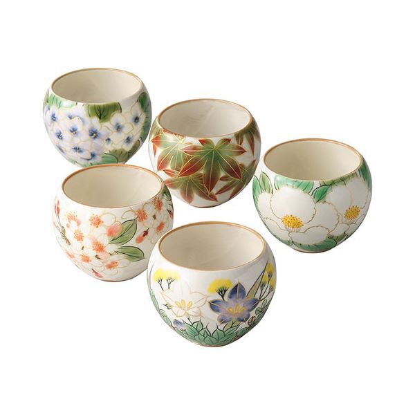 限定10％OFF ヤフオク! - 京焼・清水焼 お茶呑茶碗 5客SET 花変り(はな